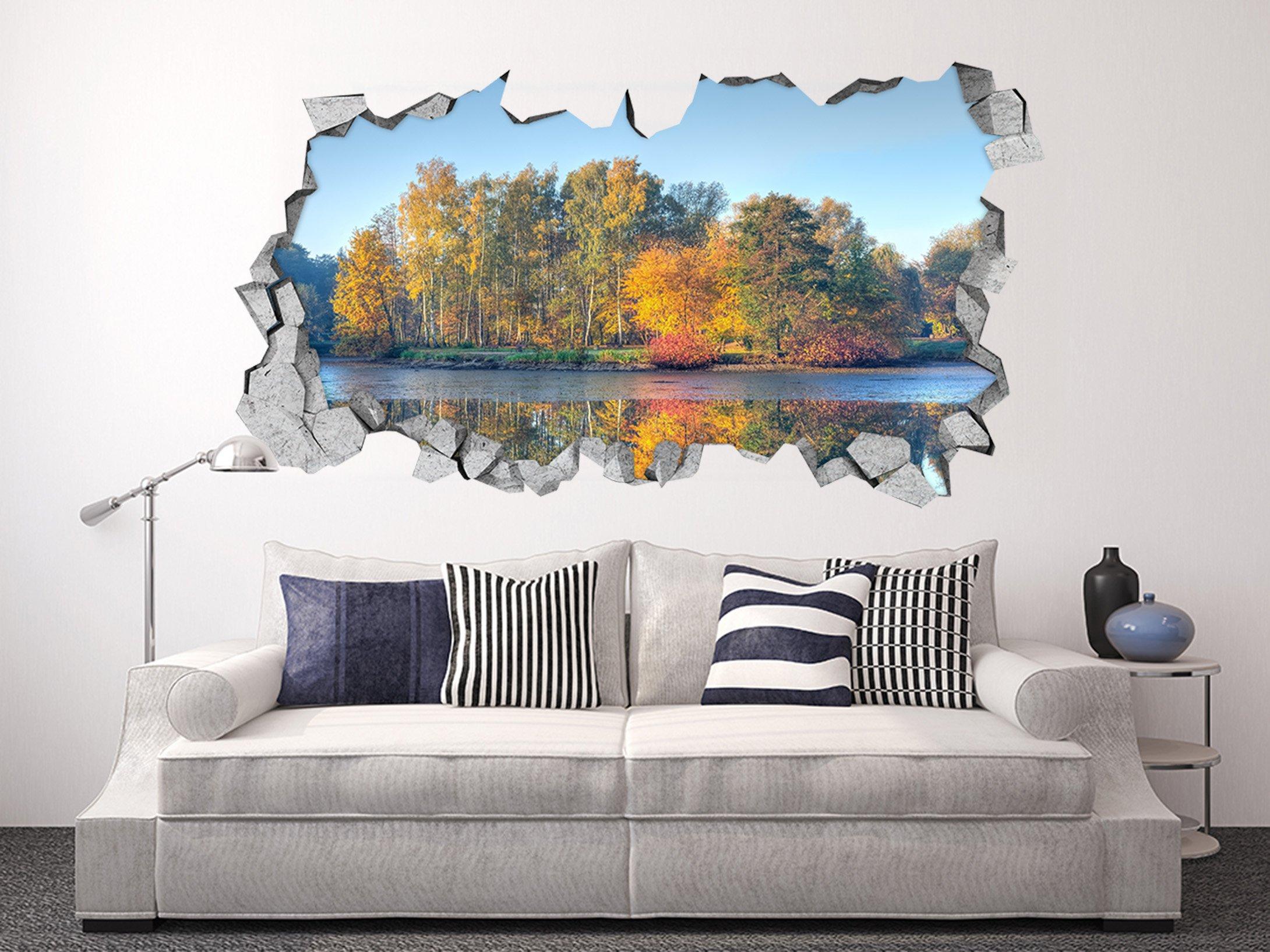 3D Lakeside Forest 014 Broken Wall Murals Wallpaper AJ Wallpaper 