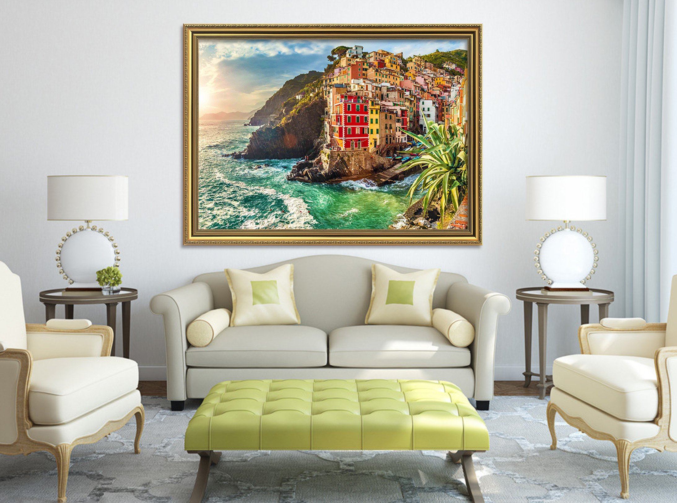 3D Seaside Town 012 Fake Framed Print Painting Wallpaper AJ Creativity Home 