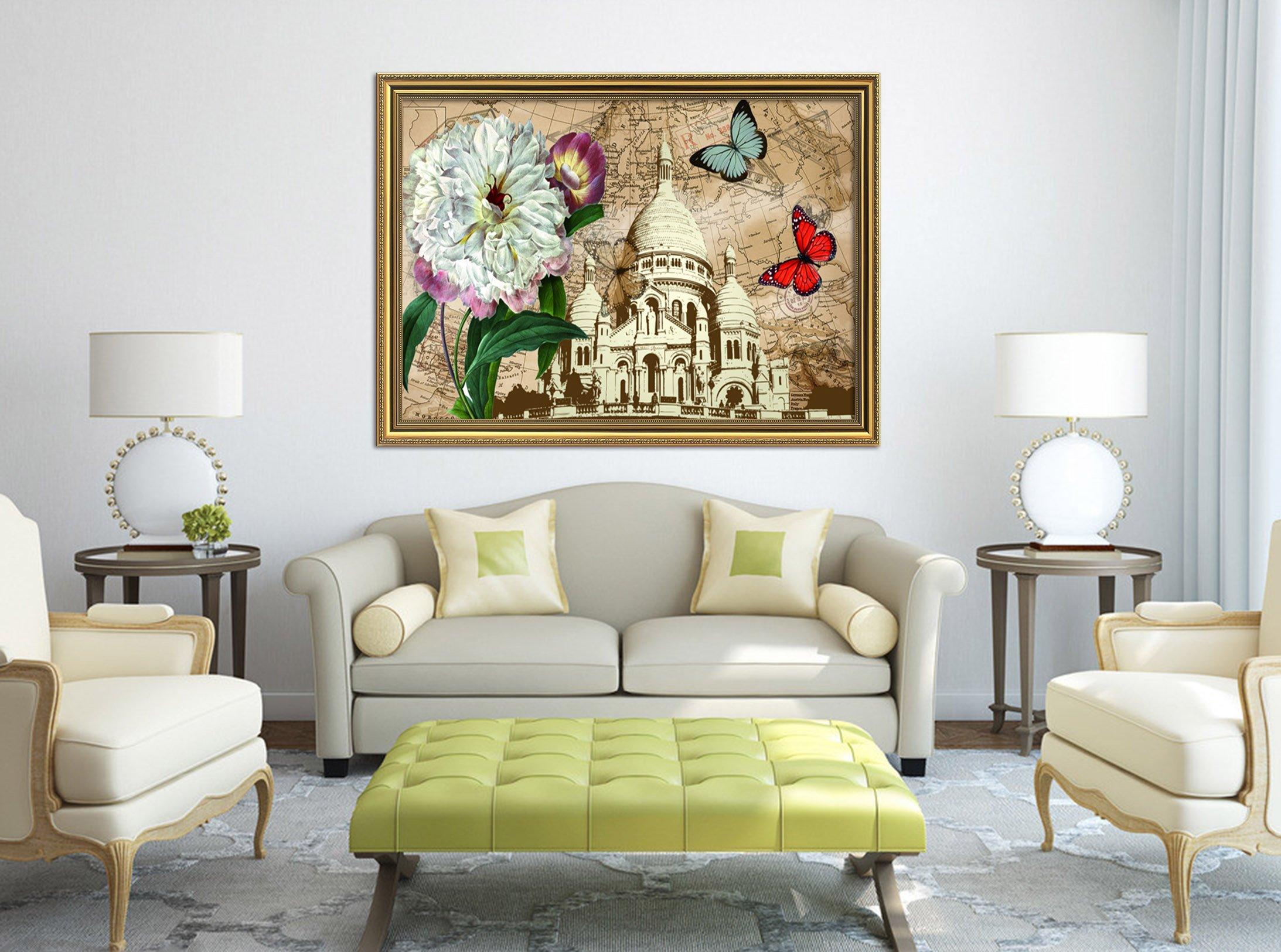3D Castle Butterfly 039 Fake Framed Print Painting Wallpaper AJ Creativity Home 
