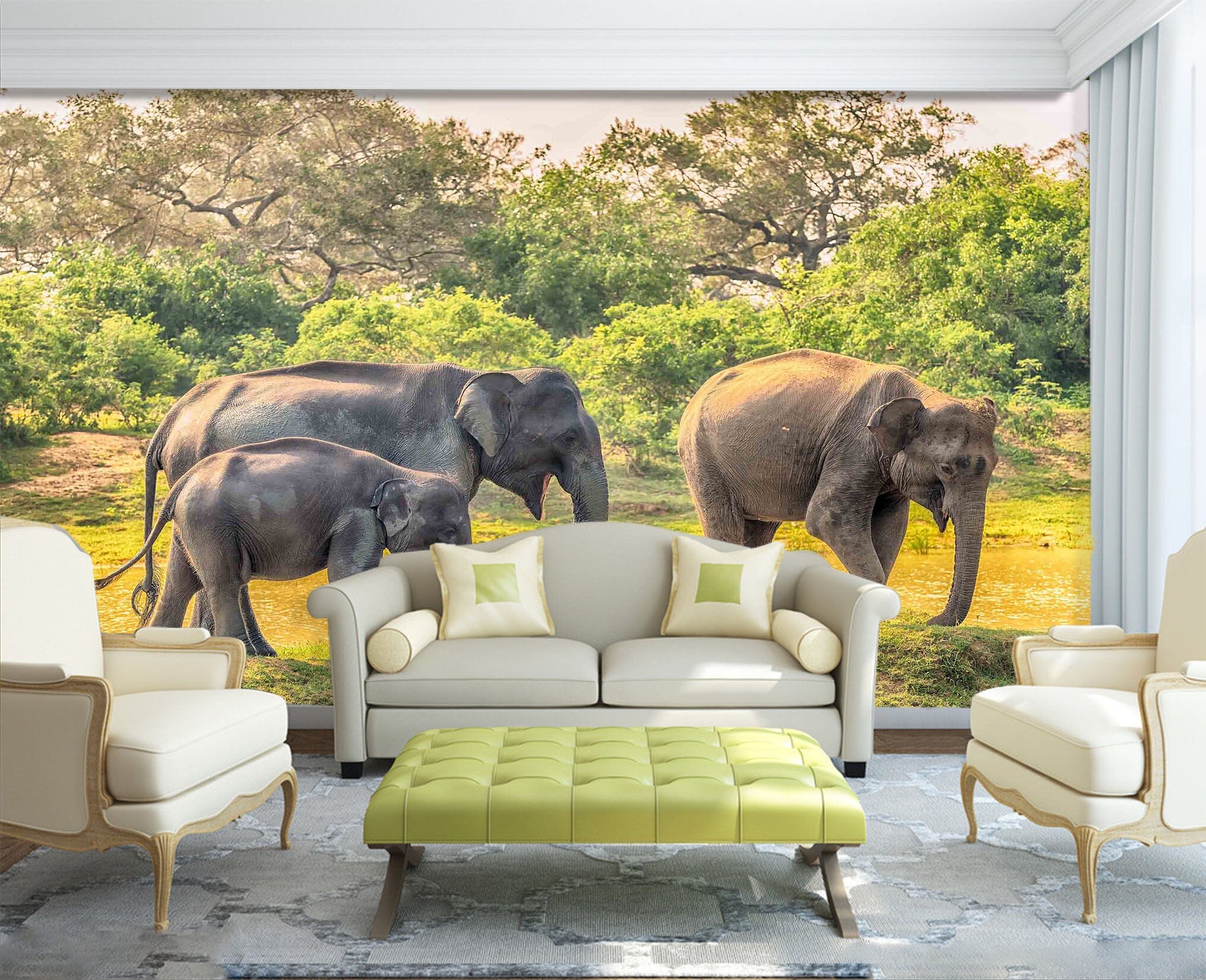 3D Elephant Family 1059 Wall Murals Wallpaper AJ Wallpaper 2 
