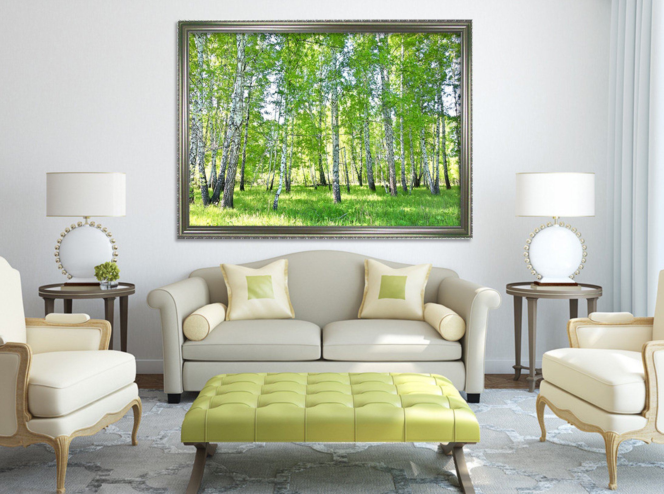 3D Shade Trees 008 Fake Framed Print Painting Wallpaper AJ Creativity Home 