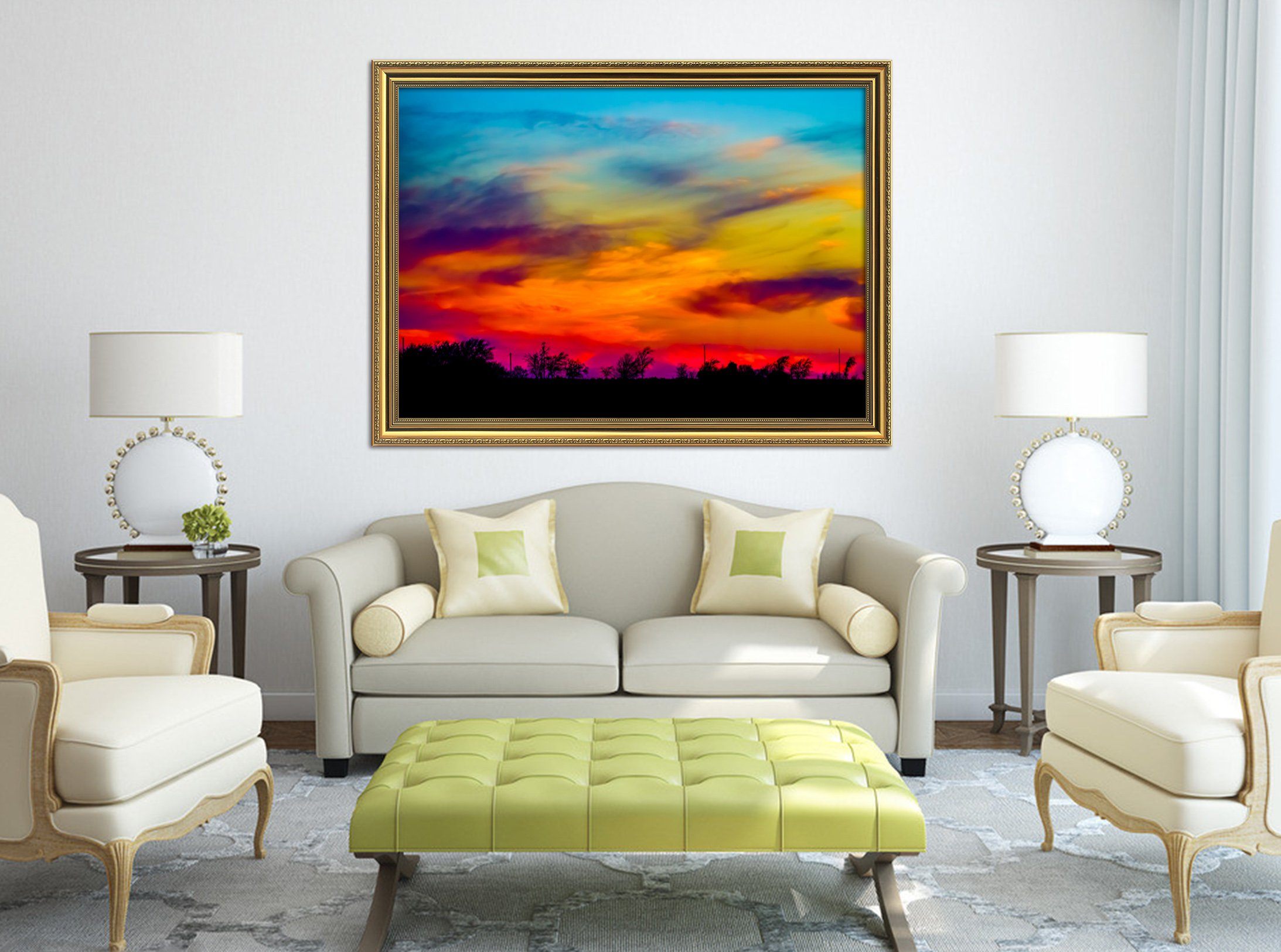 3D Sunset Mountain 027 Fake Framed Print Painting Wallpaper AJ Creativity Home 