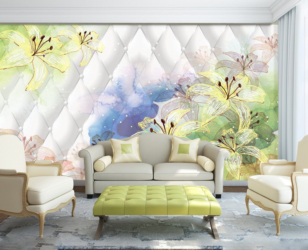 3D Yellow Flower Lily 518 Wallpaper AJ Wallpaper 