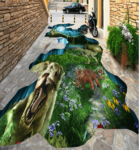 3D Dinosaurs Floor Mural Wallpaper AJ Wallpaper 2 
