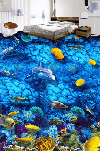 3D Blue Sea Bottom Floor Mural Wallpaper AJ Wallpaper 2 
