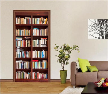 3D bookcase door mural Wallpaper AJ Wallpaper 