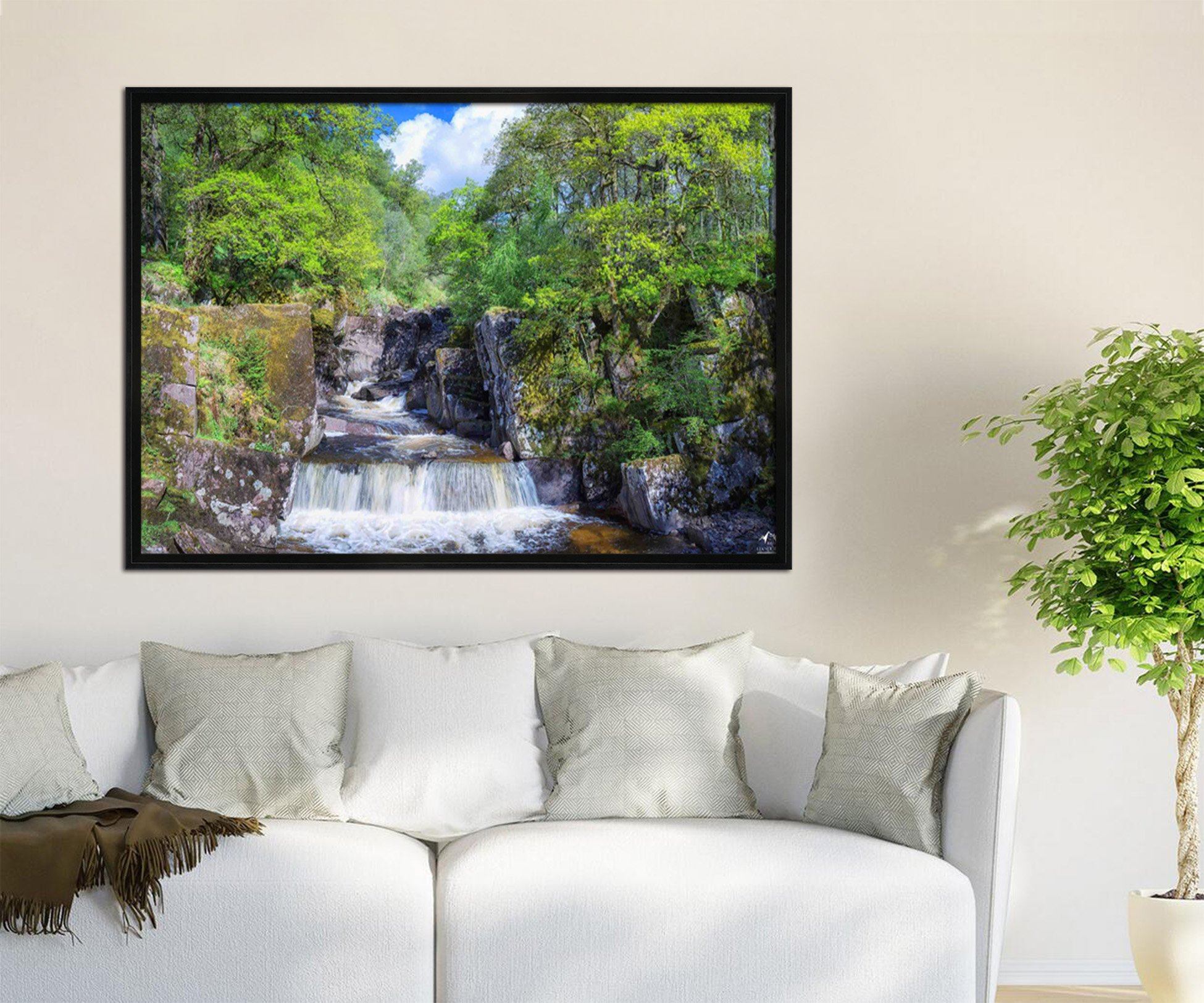 3D Stream Forest 023 Fake Framed Print Painting Wallpaper AJ Creativity Home 