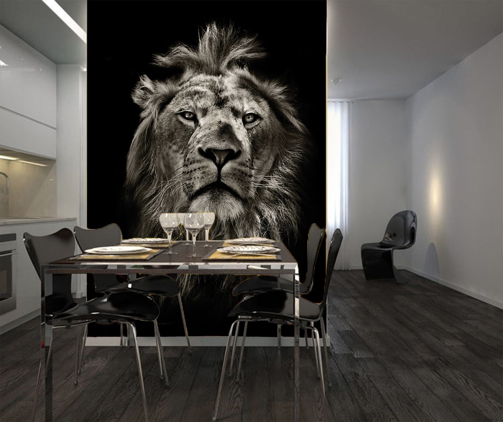 3D Black Lion Head 131 Wall Murals Wallpaper AJ Wallpaper 2 