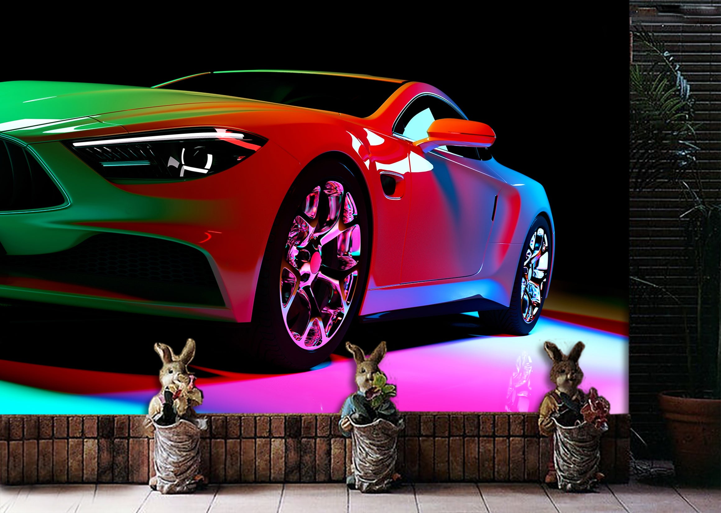 3D Colorful Luxury Car 374 Vehicle Wall Murals