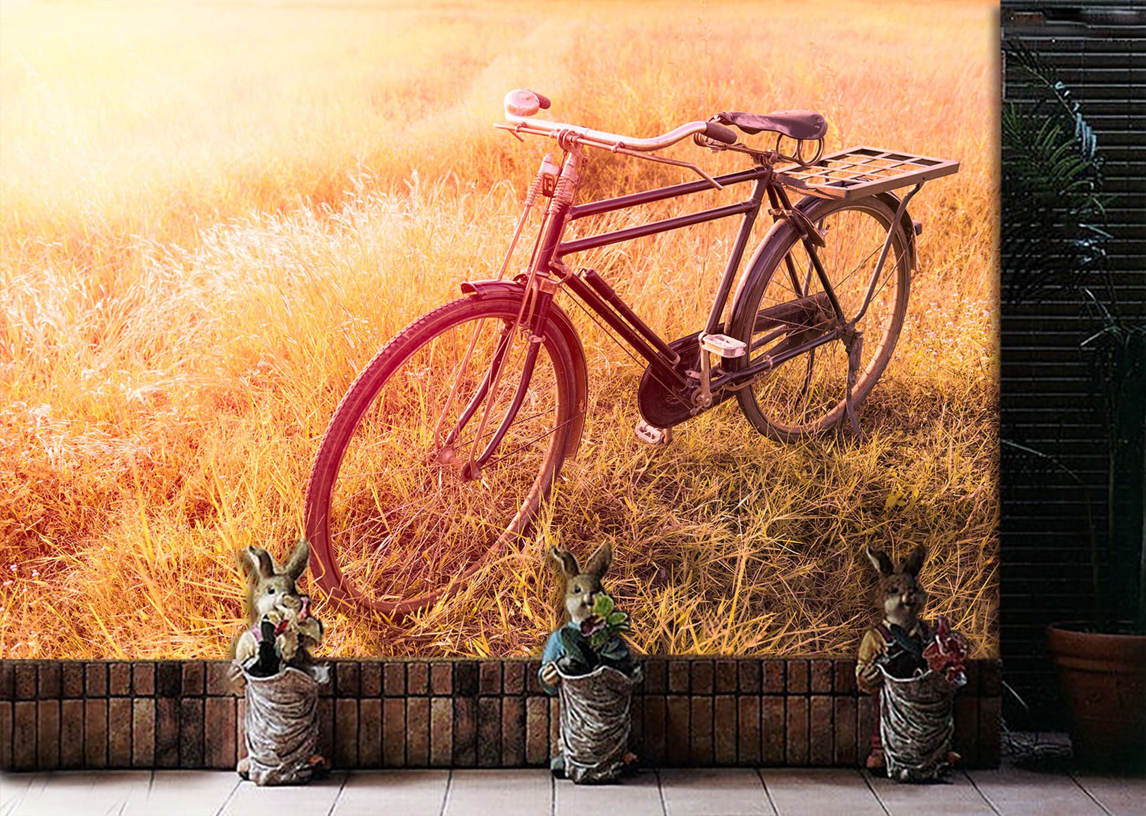 3D Twilight Grass Bike 313 Vehicle Wall Murals