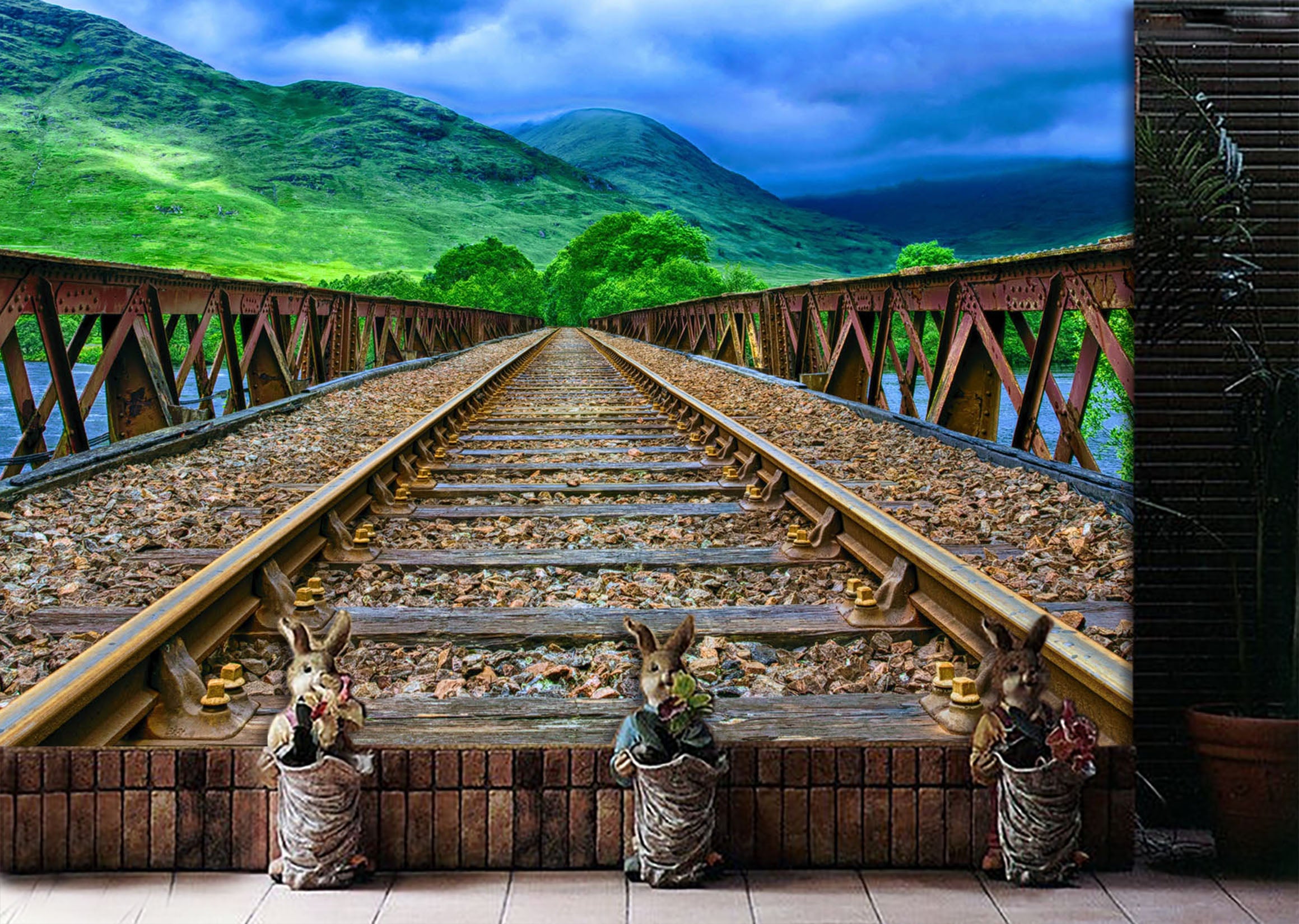 3D Prairie Railway 210 Vehicle Wall Murals