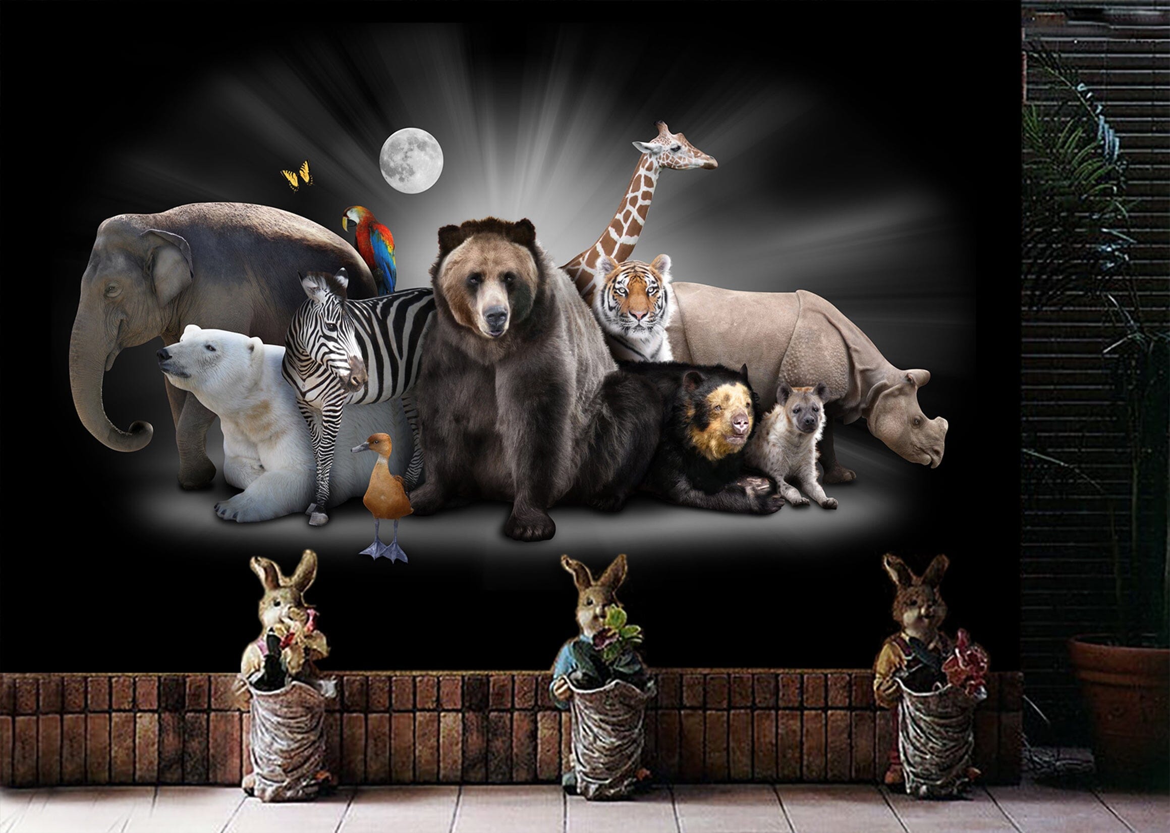 3D Bear Zebra Giraffe 281 Wall Murals Wallpaper AJ Wallpaper 2 