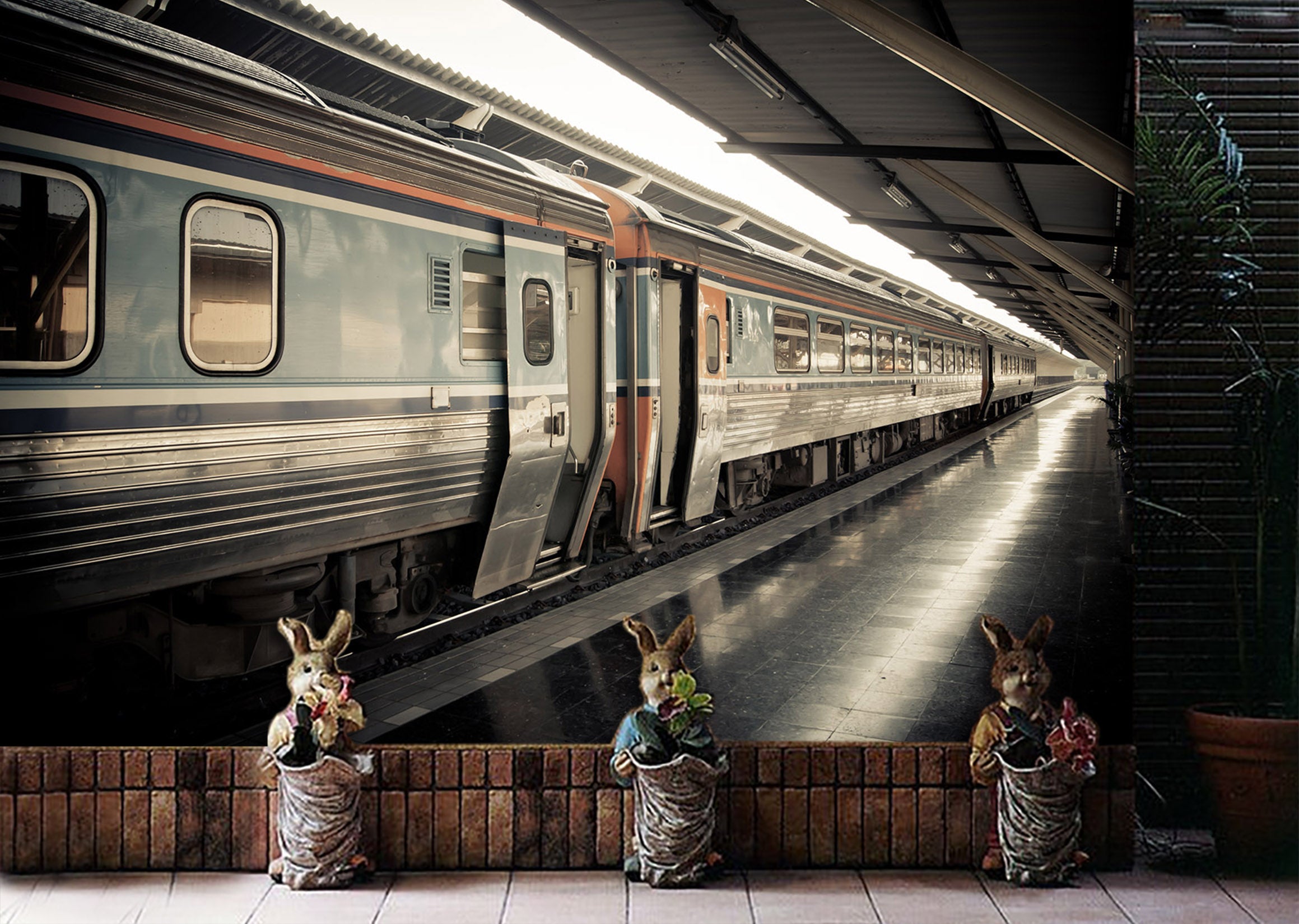 3D Railway Station 295 Vehicle Wall Murals