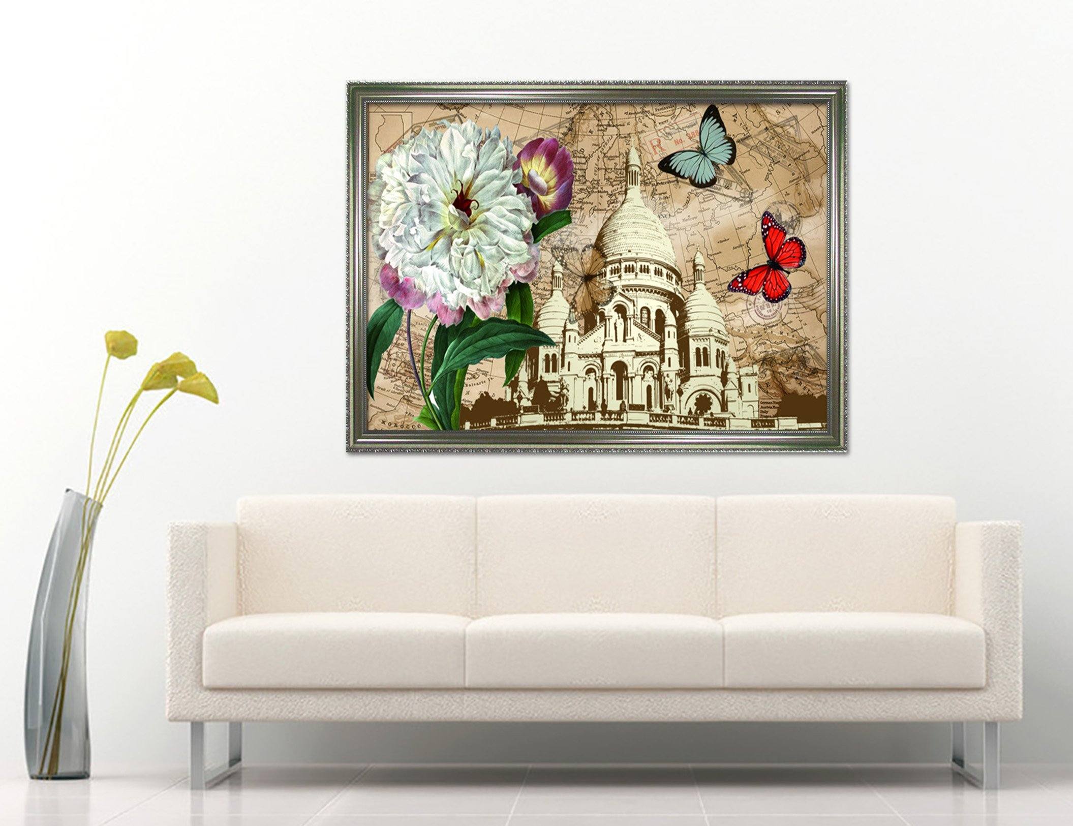 3D Castle Butterfly 039 Fake Framed Print Painting Wallpaper AJ Creativity Home 