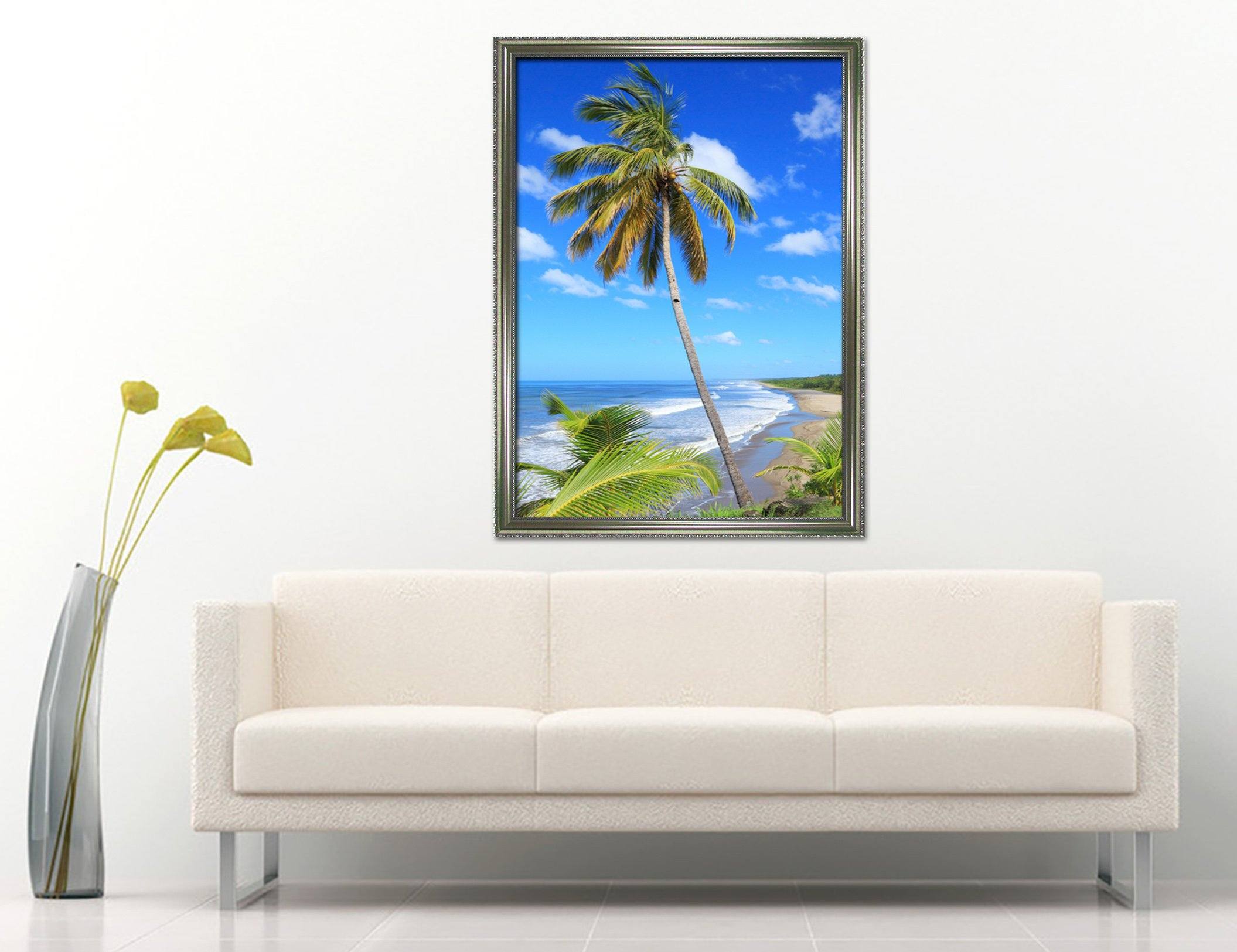 3D Windward Coconut Tree 040 Fake Framed Print Painting Wallpaper AJ Creativity Home 