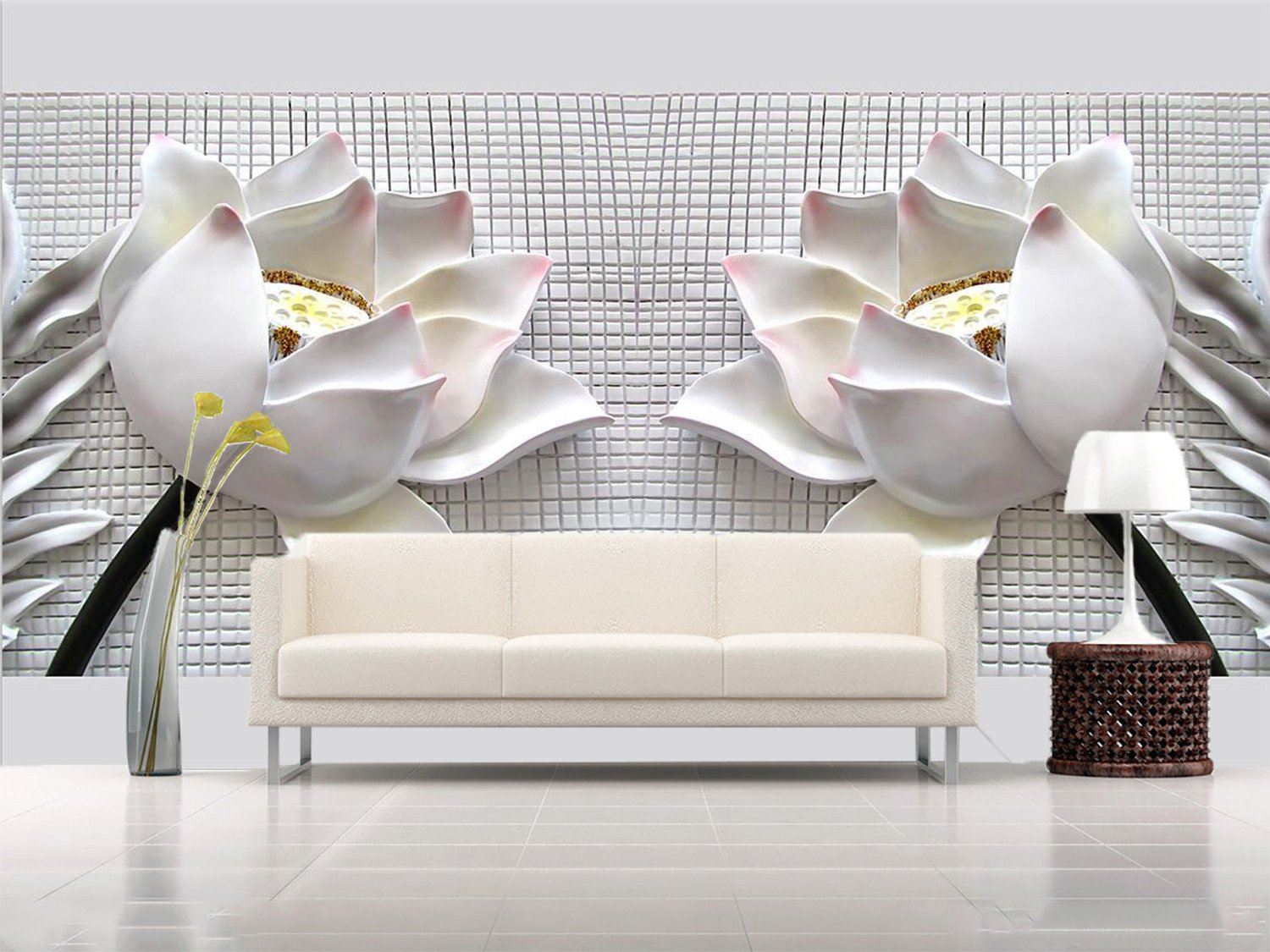 3D White flower sculpture Wallpaper AJ Wallpaper 1 