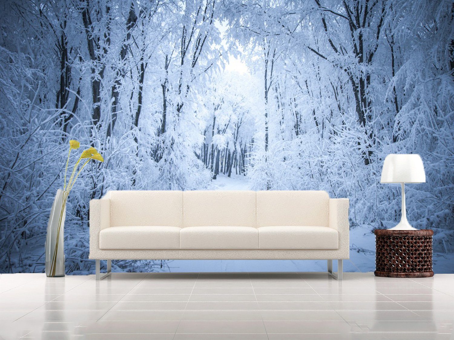 3D White Snow Forest Path 55 Wallpaper AJ Wallpaper 