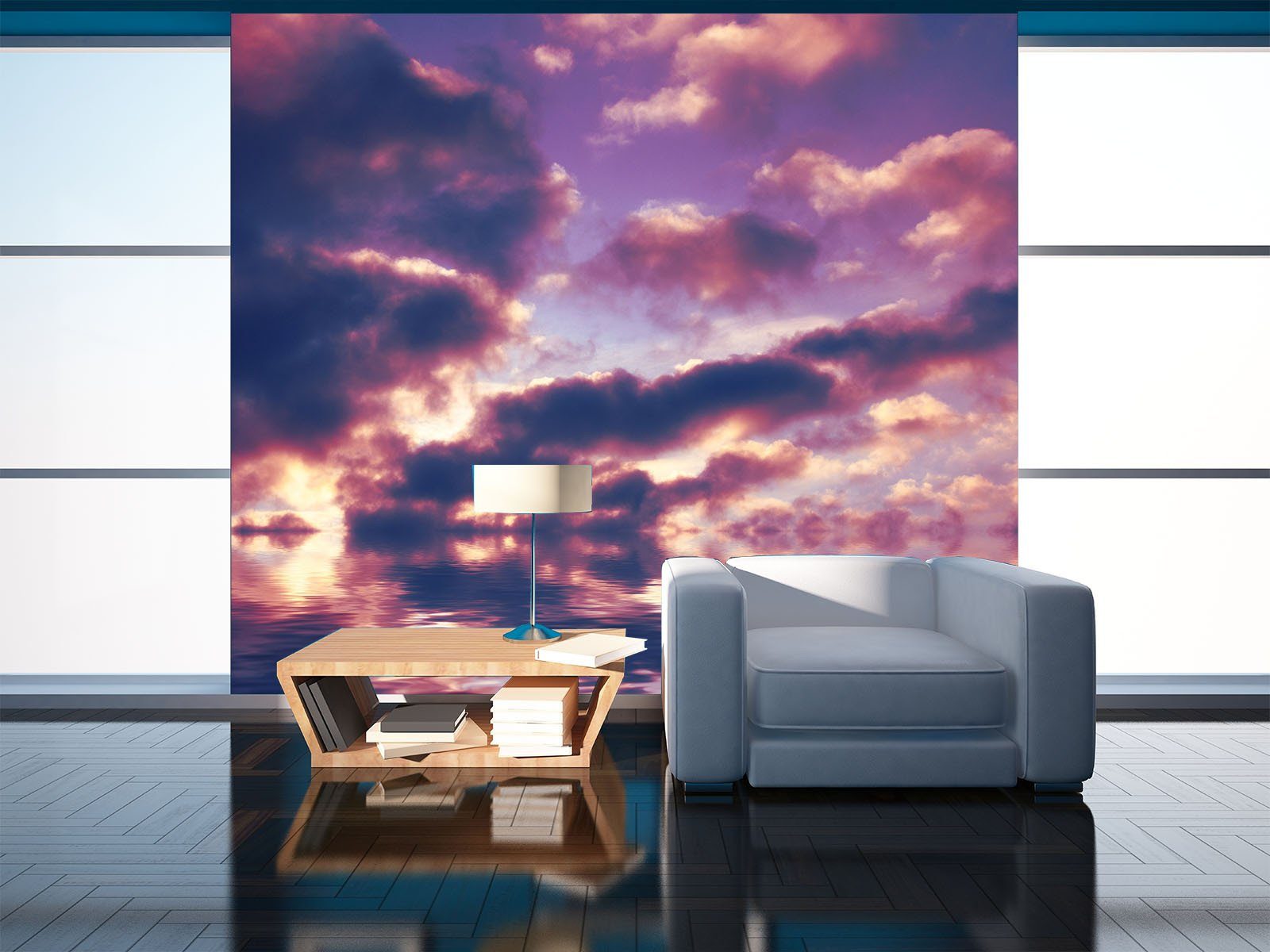 Ocean Rosy Clouds Wallpaper AJ Wallpaper 