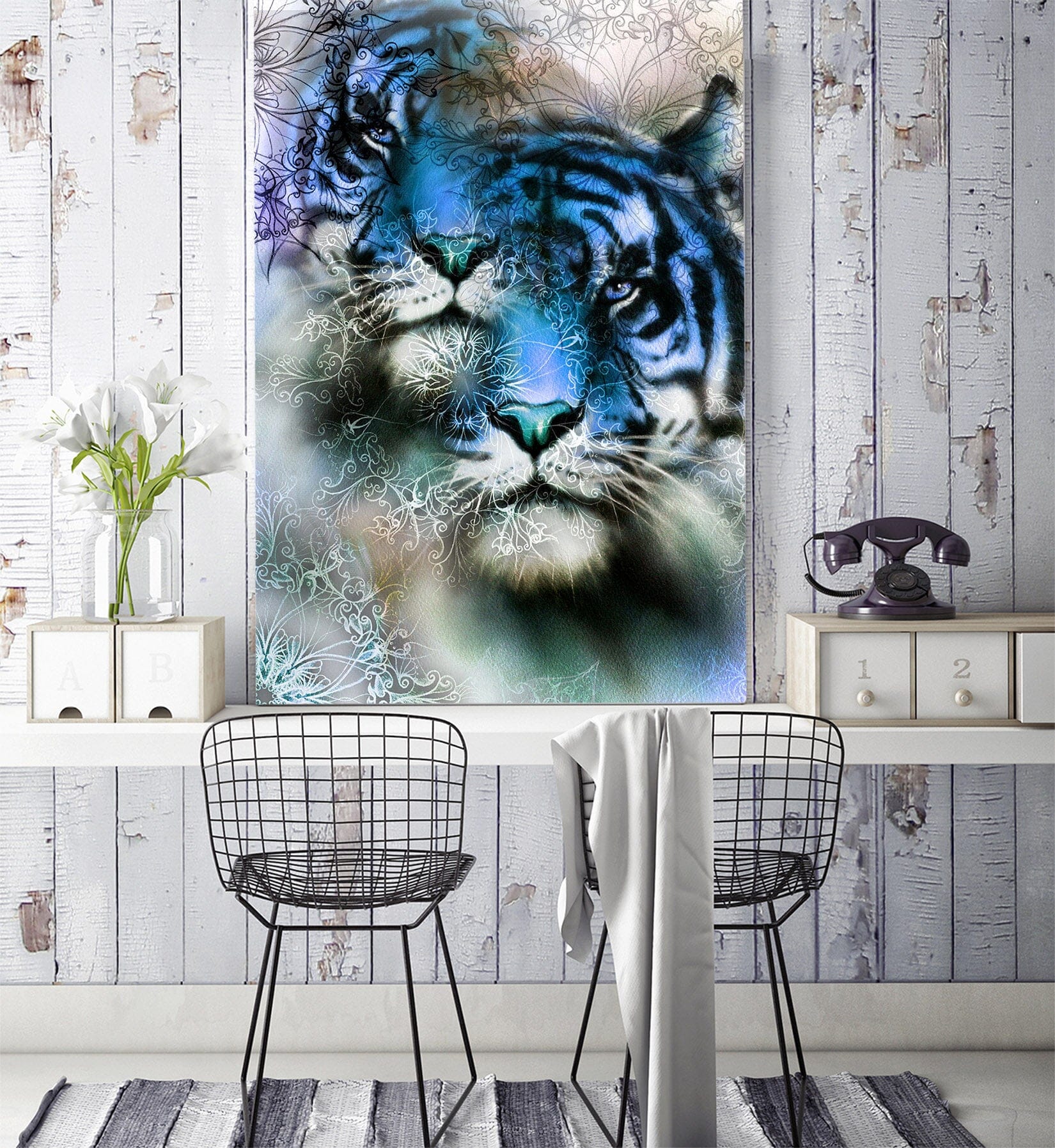 3D Blue Tiger 137 Wall Murals Wallpaper AJ Wallpaper 2 