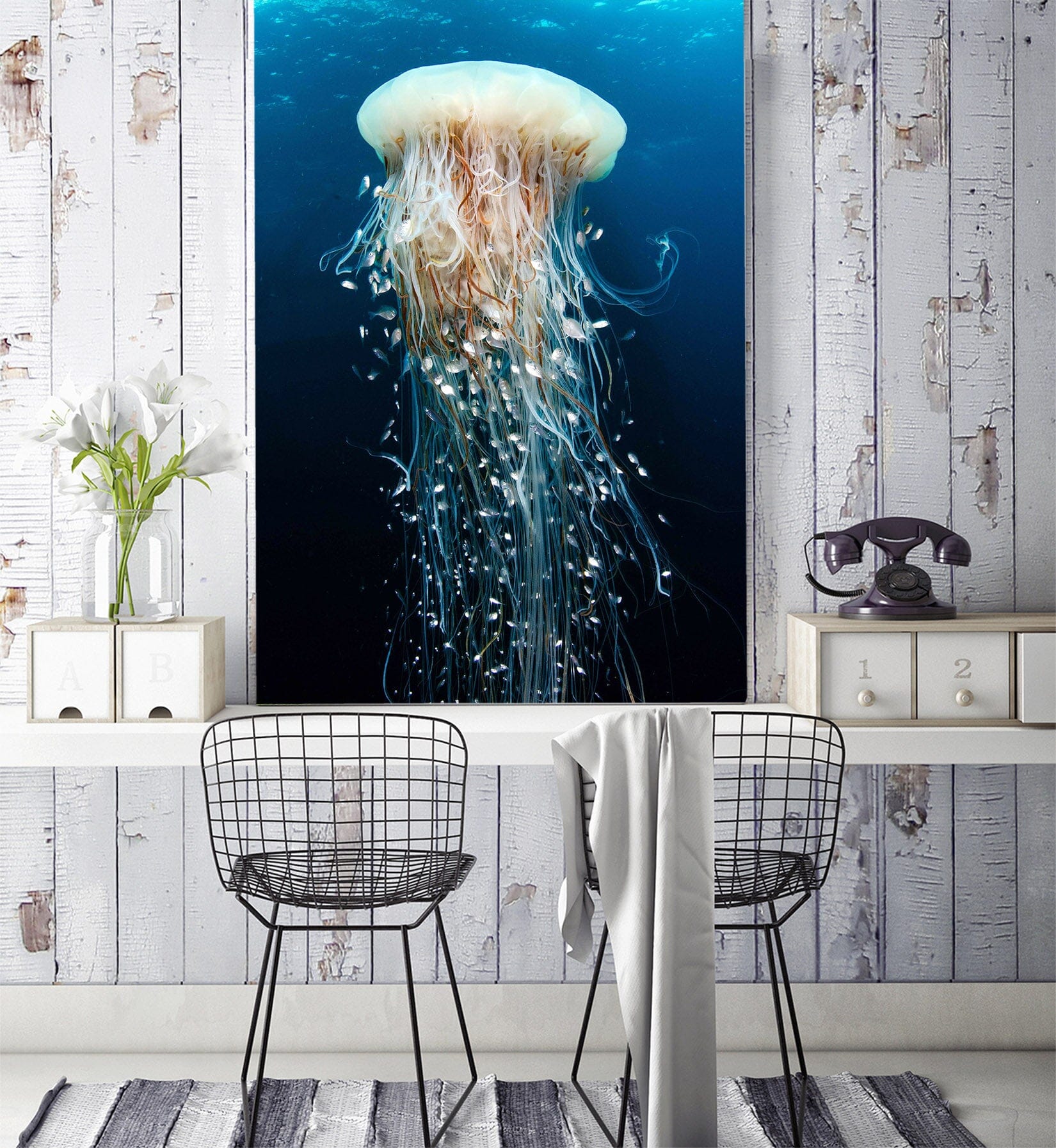 3D White Jellyfish 117 Wall Murals Wallpaper AJ Wallpaper 2 