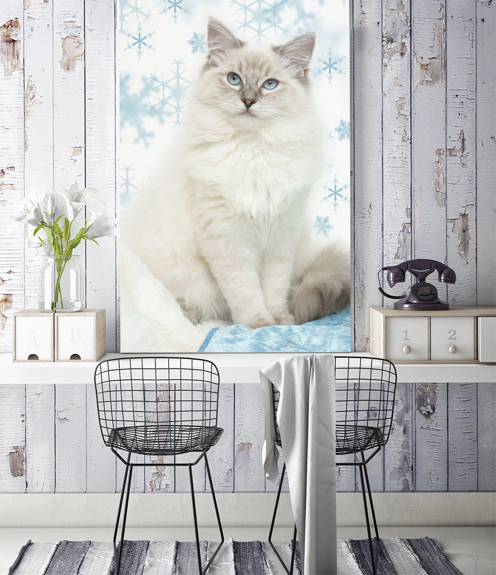 3D Kitten Snowflake 113 Wall Murals Wallpaper AJ Wallpaper 2 