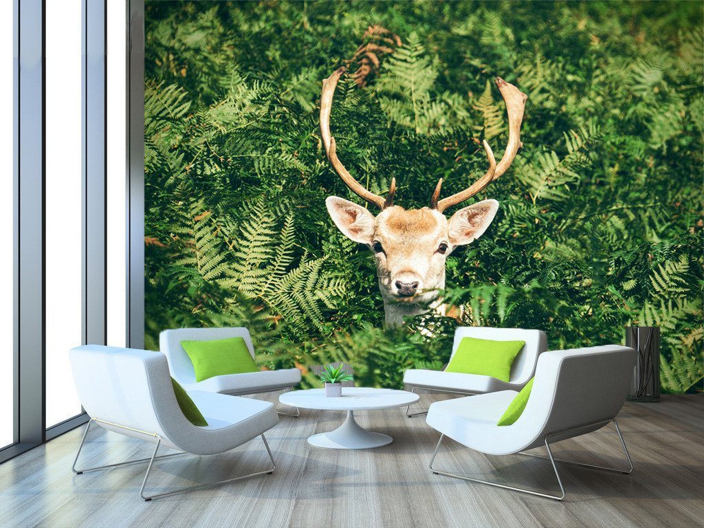 3D Deer Green Trees 202 Wallpaper AJ Wallpaper 