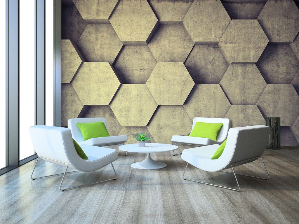 3D Hexagonal Wood 009 Wallpaper AJ Wallpaper 
