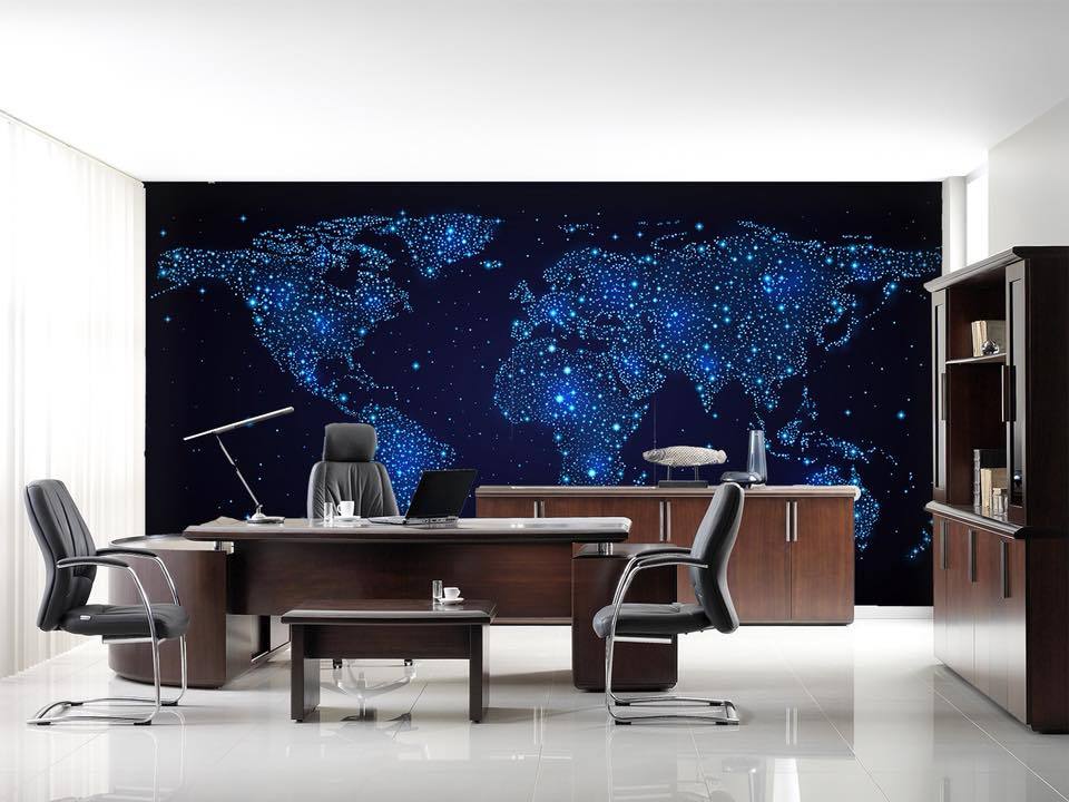 3D Shining World Map Wall mural Wallpaper AJ Wallpaper 