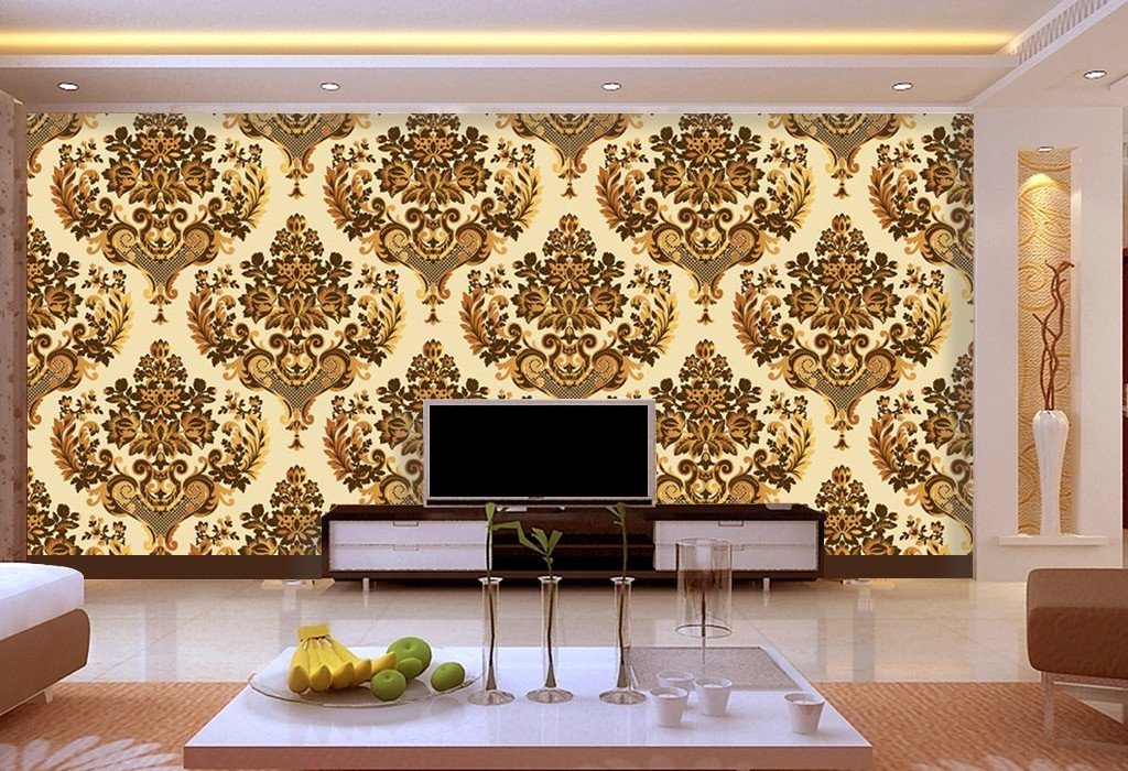 3D Gold Flowers Pattern 767 Wallpaper AJ Wallpaper 