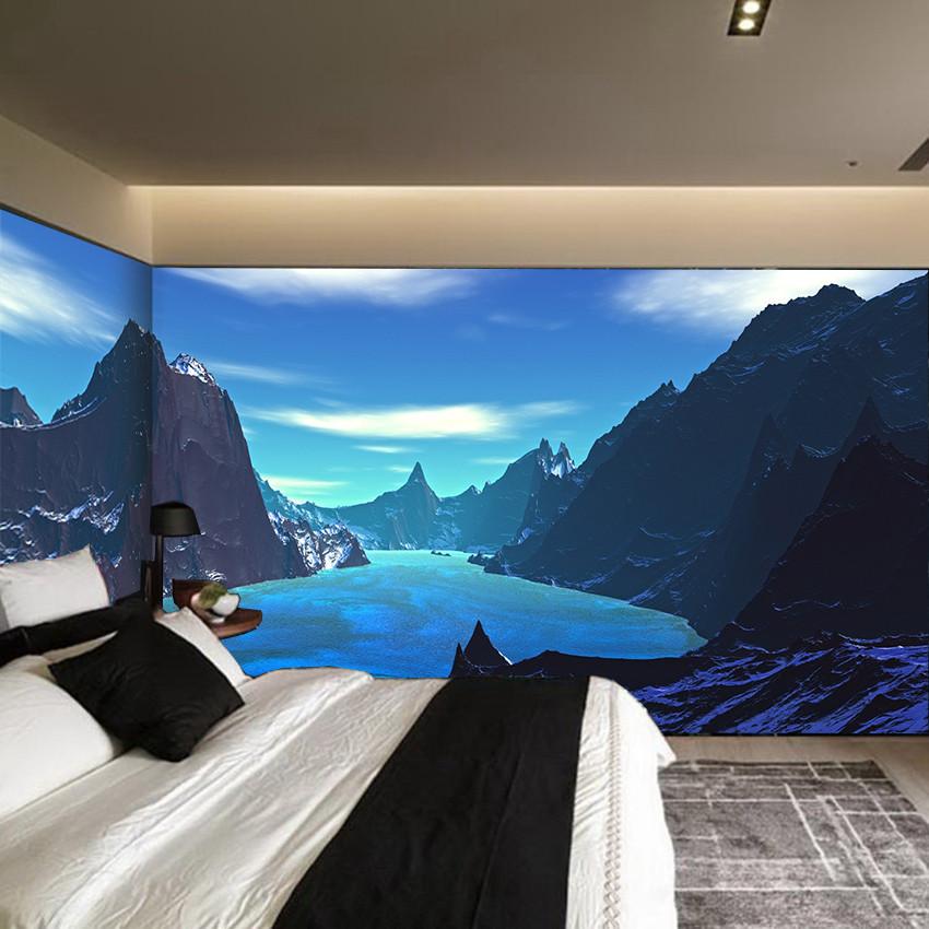 3D Blue Sky River Hill 82 Wallpaper AJ Wallpaper 