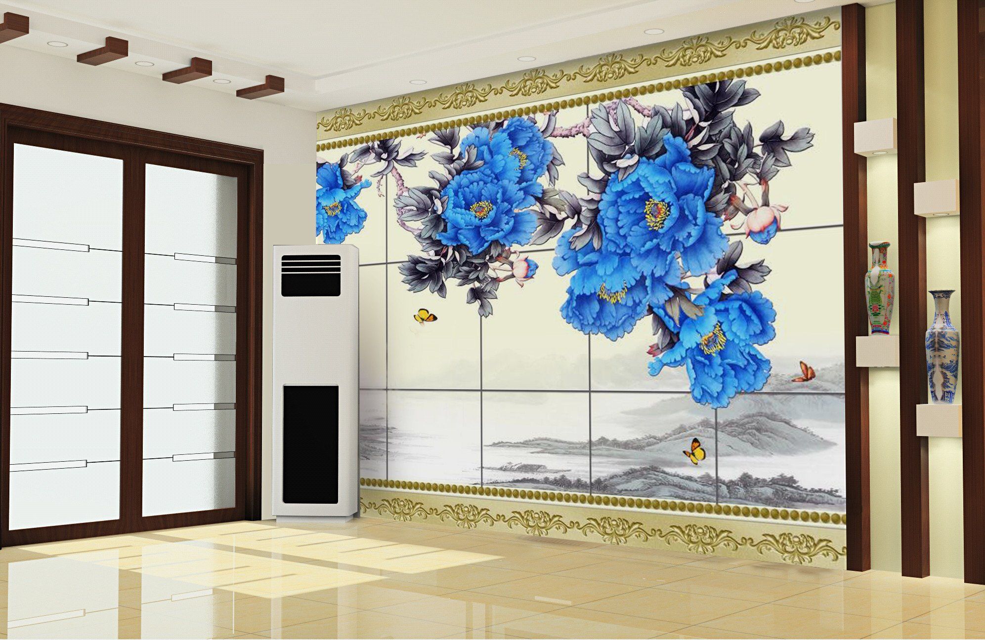 Elegant Blue Peony 556 Wallpaper AJ Wallpaper 1 