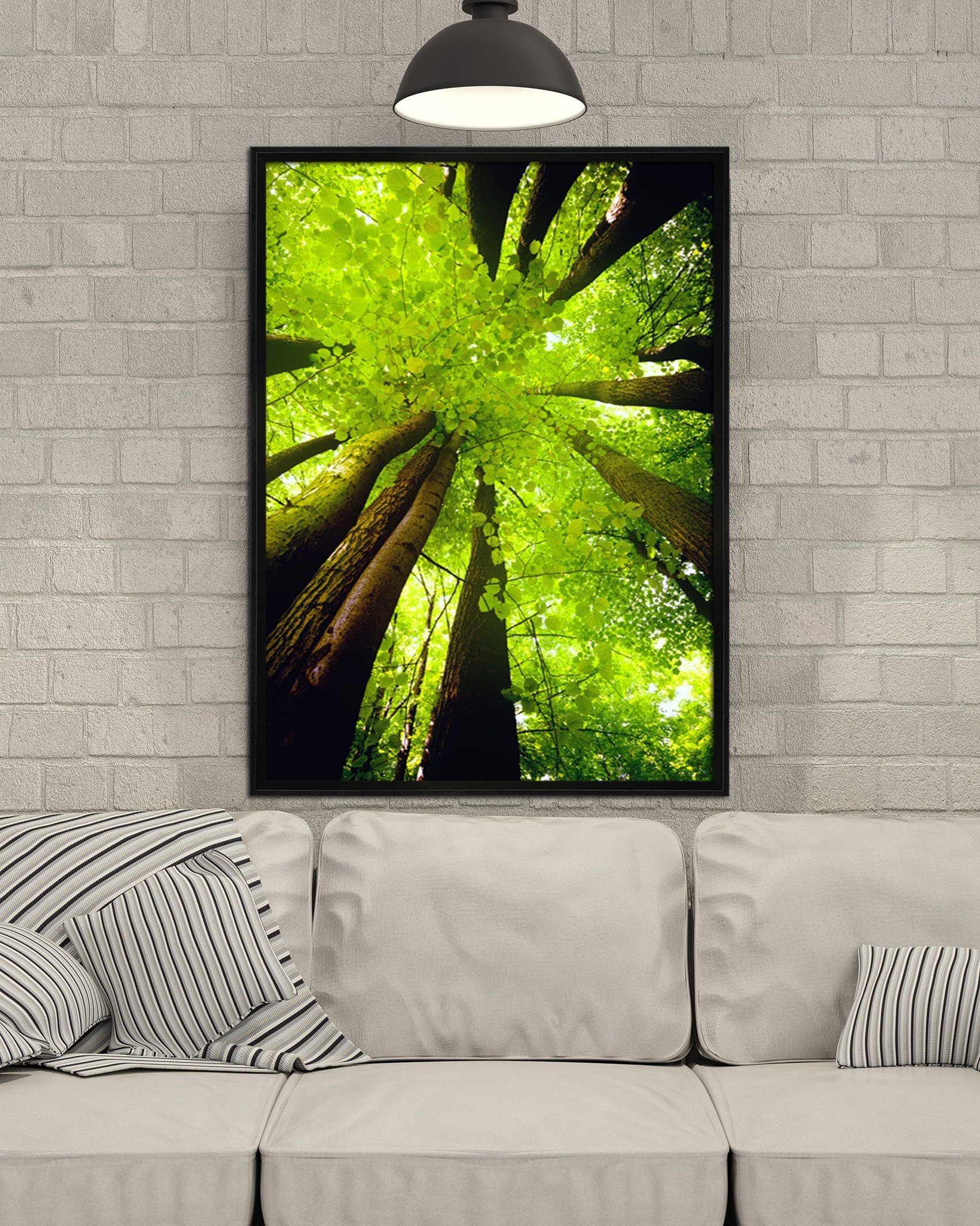 3D Green Tree 115 Fake Framed Print Painting Wallpaper AJ Creativity Home 