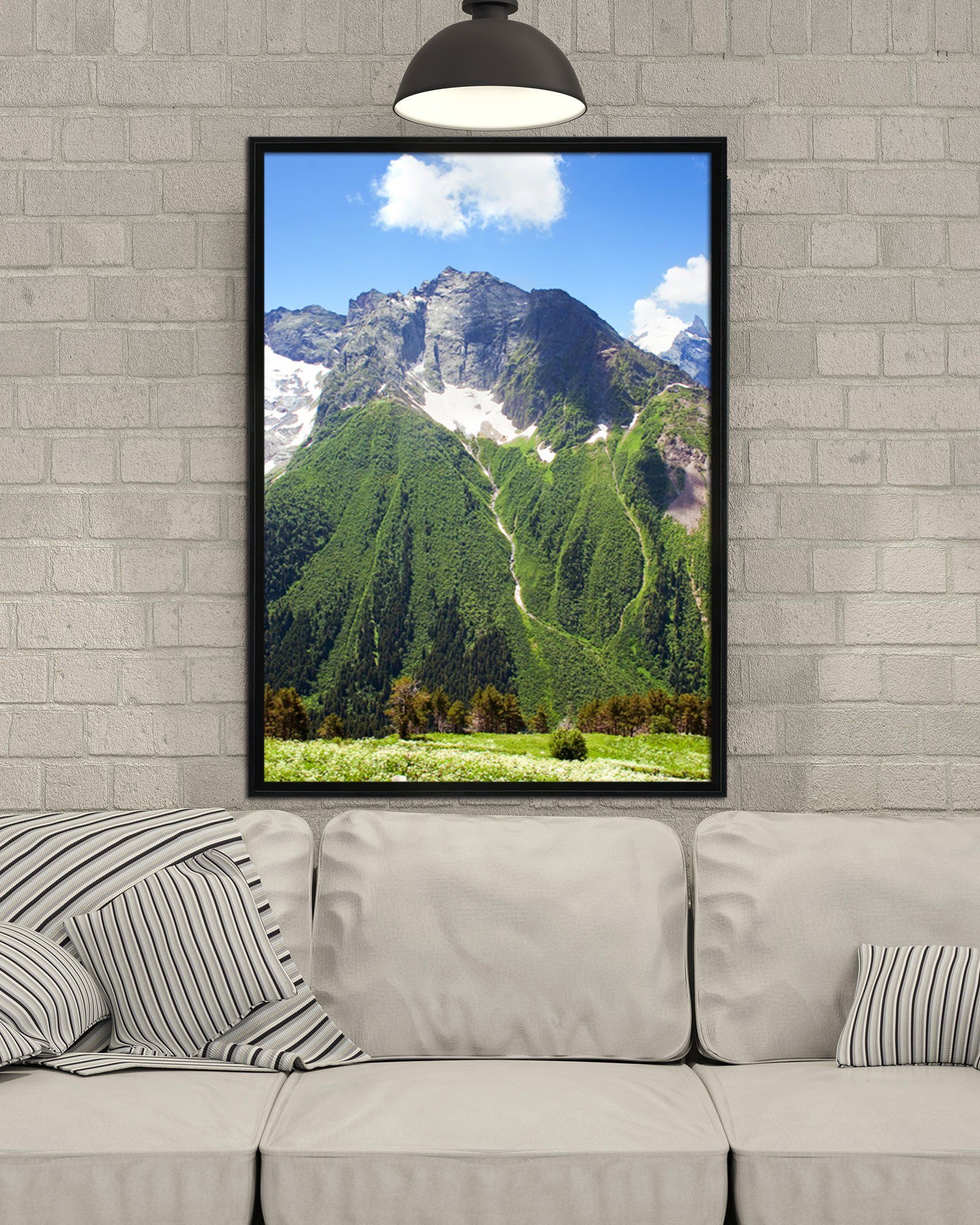 3D Green Mountain Peak 141 Fake Framed Print Painting Wallpaper AJ Creativity Home 