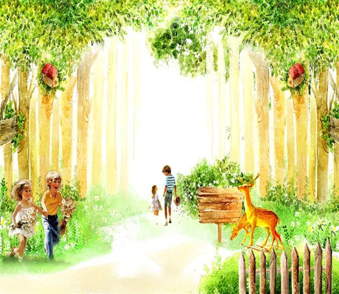 3D Forest Tree Deer 84 Wallpaper AJ Wallpaper 