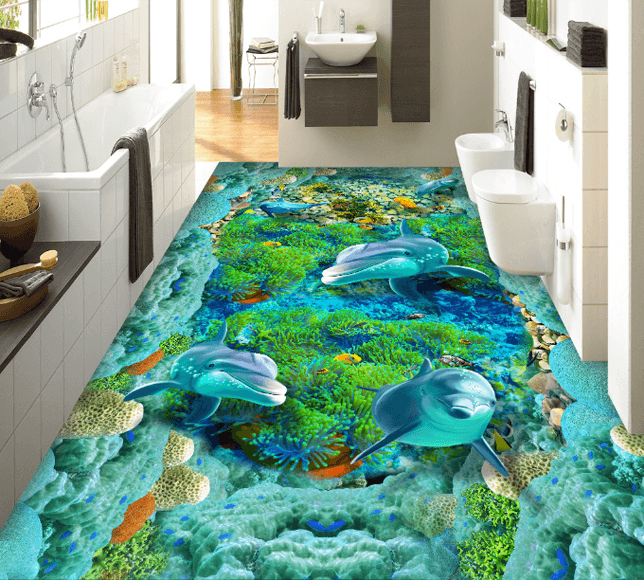 3D Bright Ocean Floor Mural Wallpaper AJ Wallpaper 2 