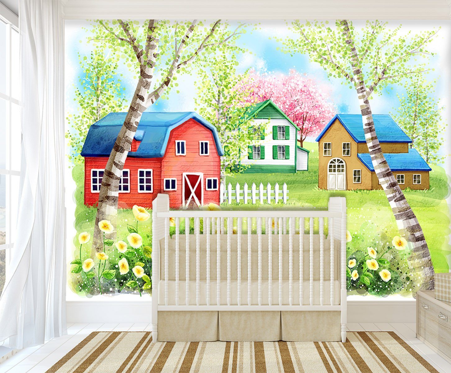 3D Grassland Hut And Tree 876 Wallpaper AJ Wallpaper 