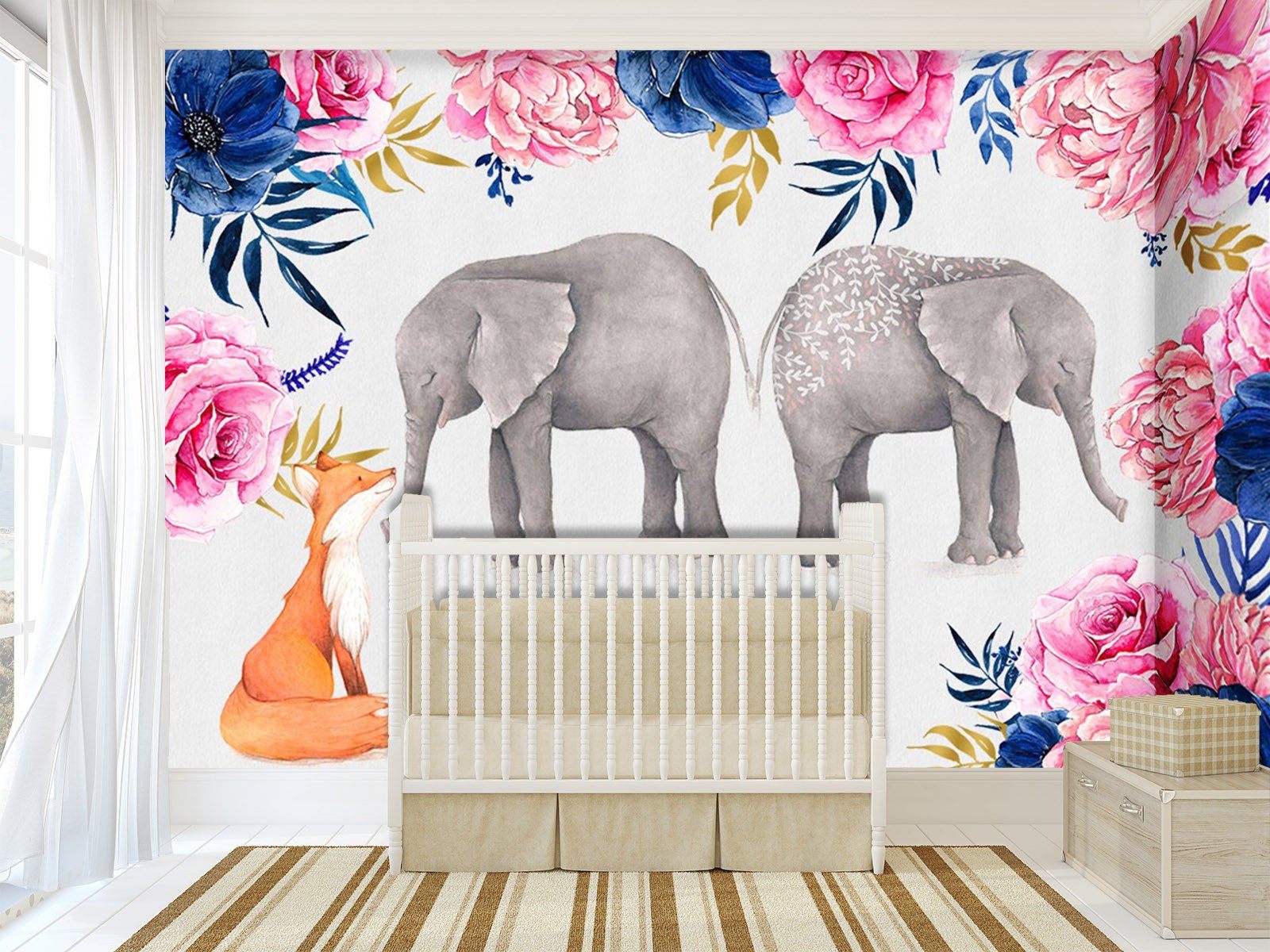 3D Flowers Elephant 087 Wallpaper AJ Wallpaper 
