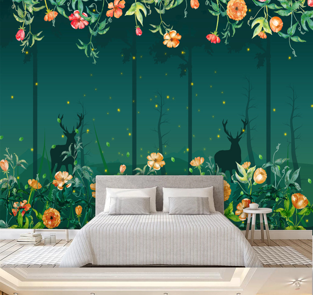 3D Night Garden WC067 Wall Murals