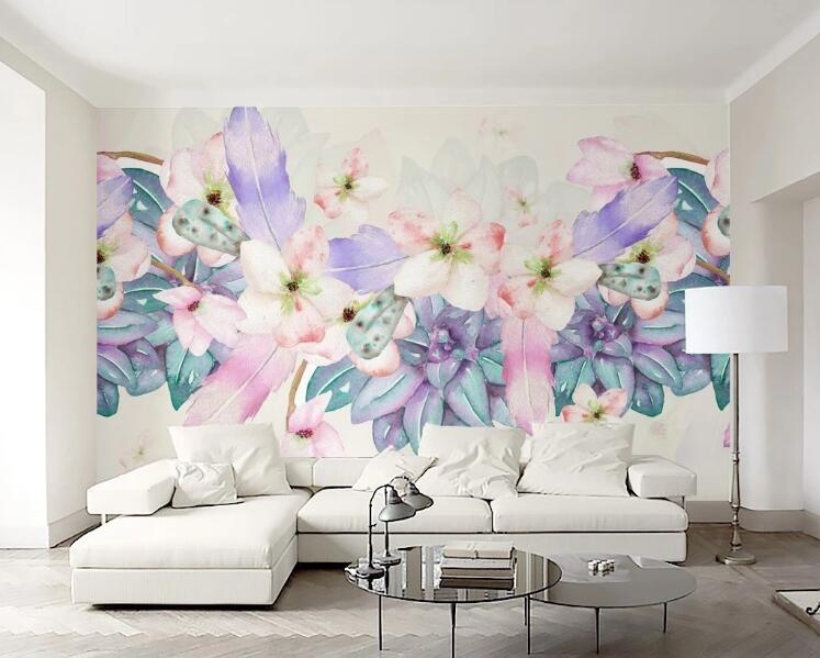 3D Flower Feather WC097 Wall Murals
