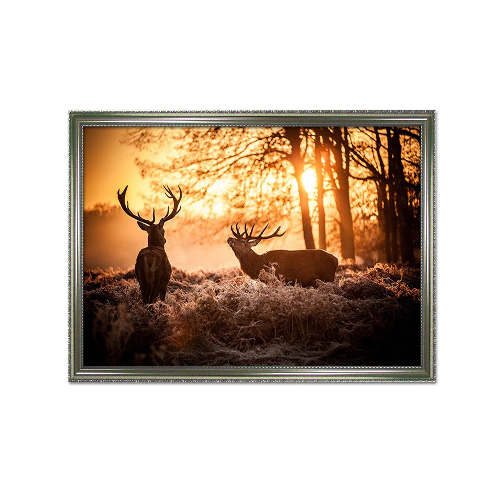 3D Dusk Fawn 054 Fake Framed Print Painting Wallpaper AJ Creativity Home 