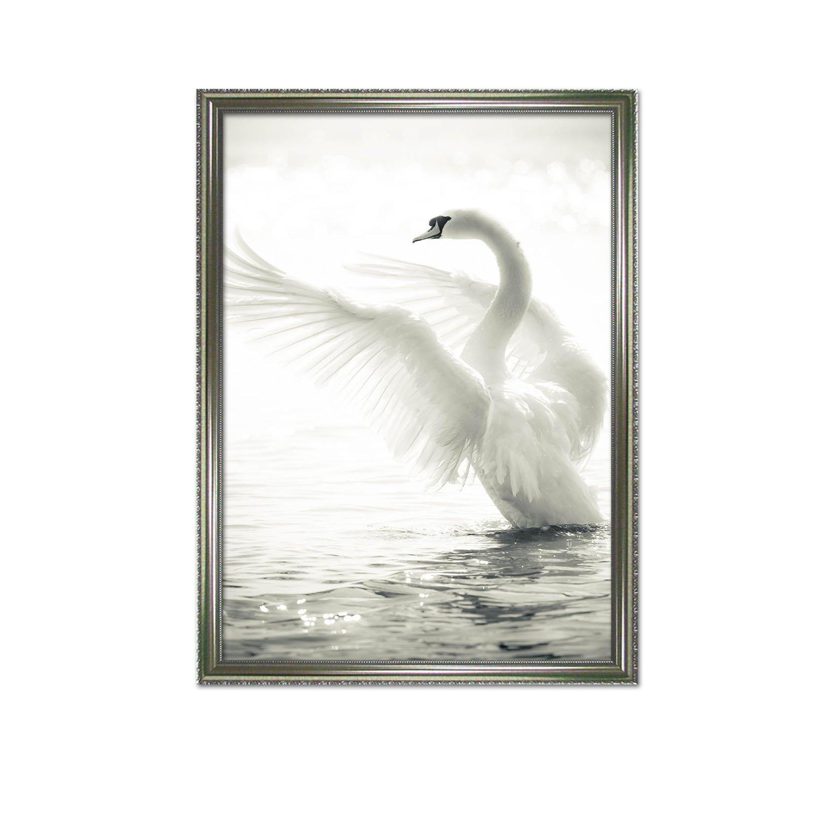 3D Swan Dancing 055 Fake Framed Print Painting Wallpaper AJ Creativity Home 