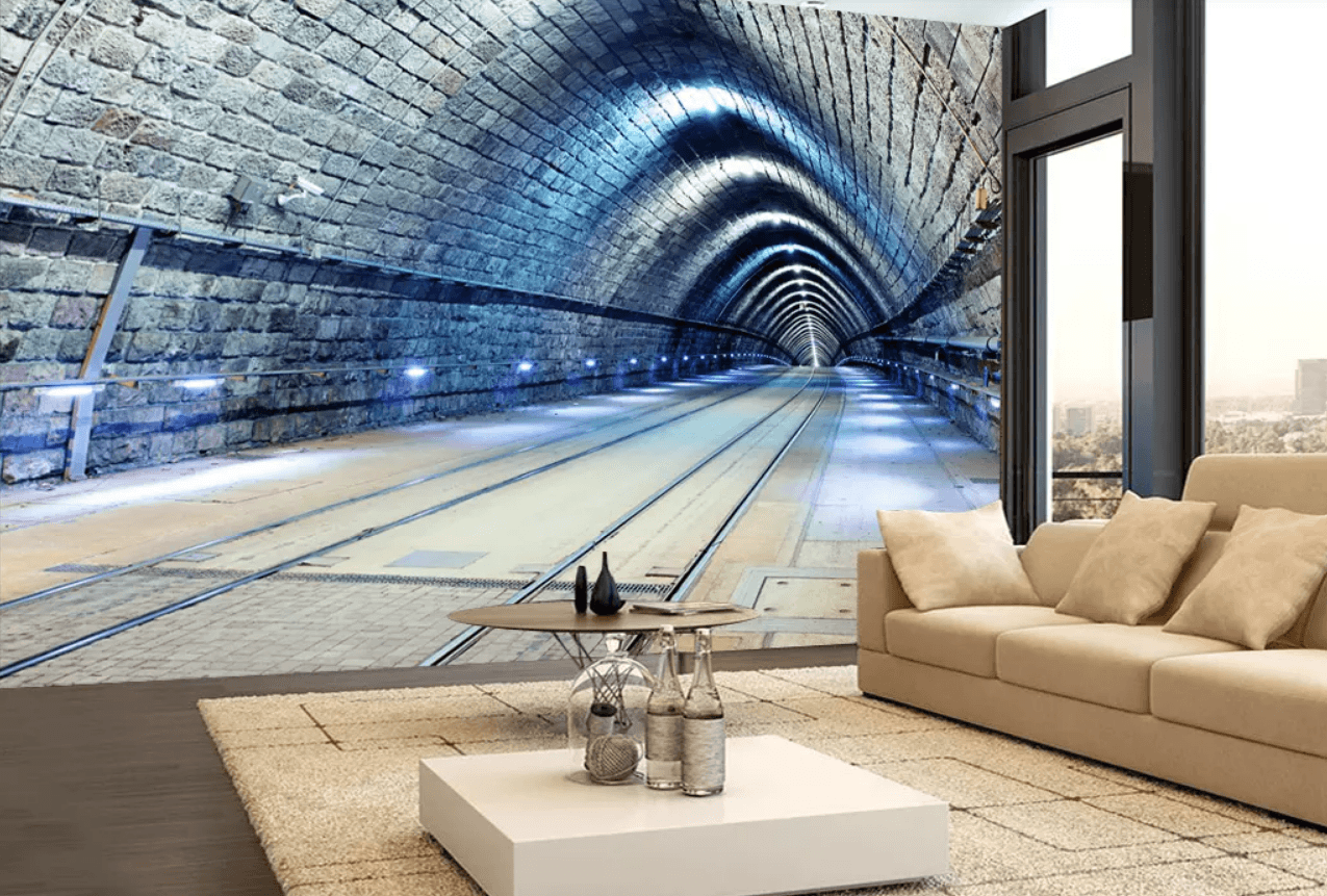 3D Long Tunnel Blue Light 67 Wallpaper AJ Wallpaper 2 