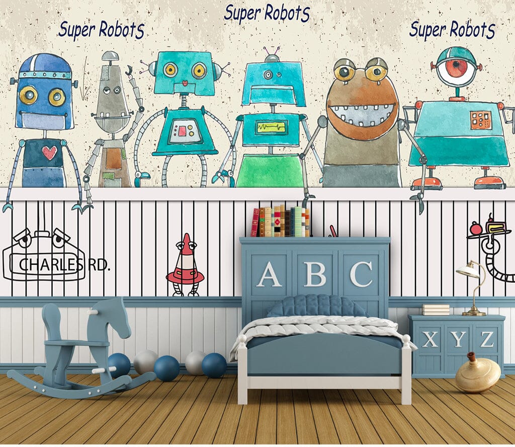 3D Color Robot WC073 Wall Murals Wallpaper AJ Wallpaper 2 