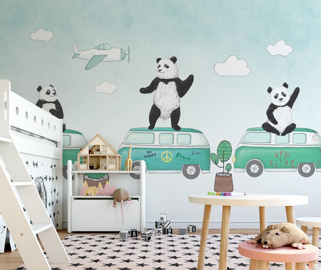3D Car Panda WC003 Wall Murals Wallpaper AJ Wallpaper 2 