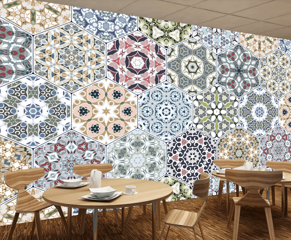 3D Hexagonal Color Pattern 346 Wallpaper AJ Wallpaper 2 