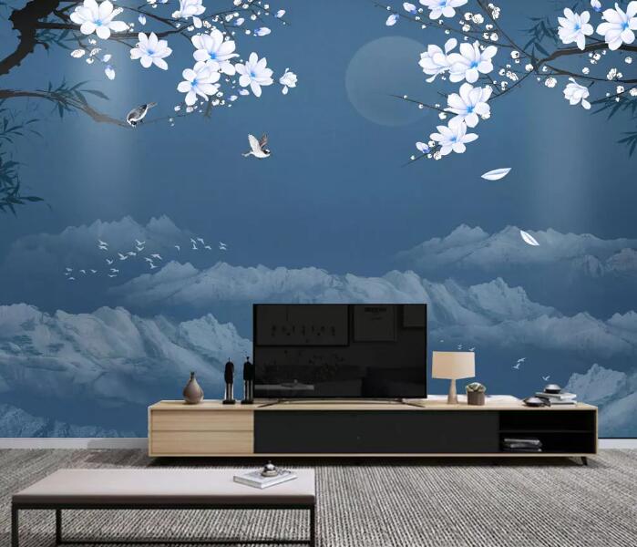 3D White Flowers 1334 Wall Murals Wallpaper AJ Wallpaper 2 