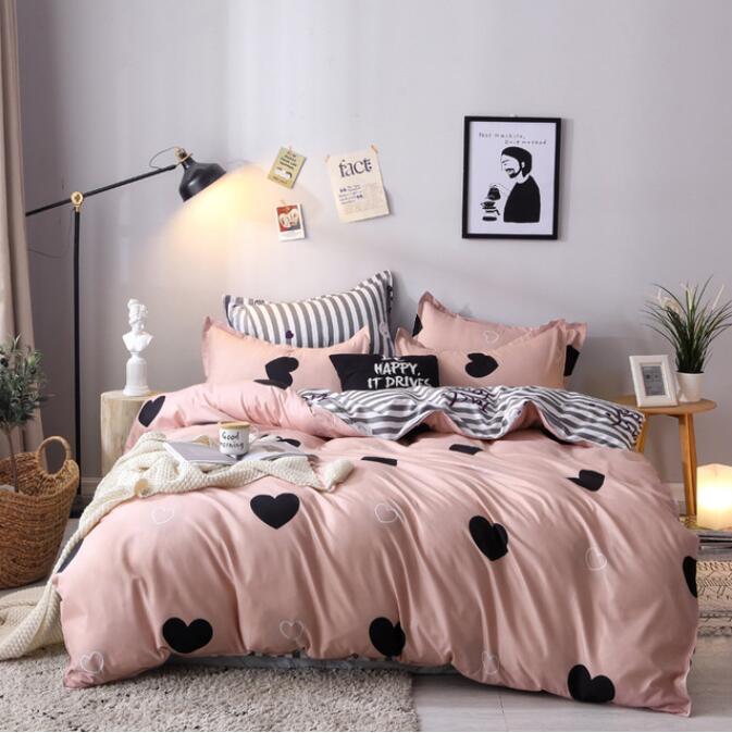 3D Flesh Pink Black Love 12121 Bed Pillowcases Quilt