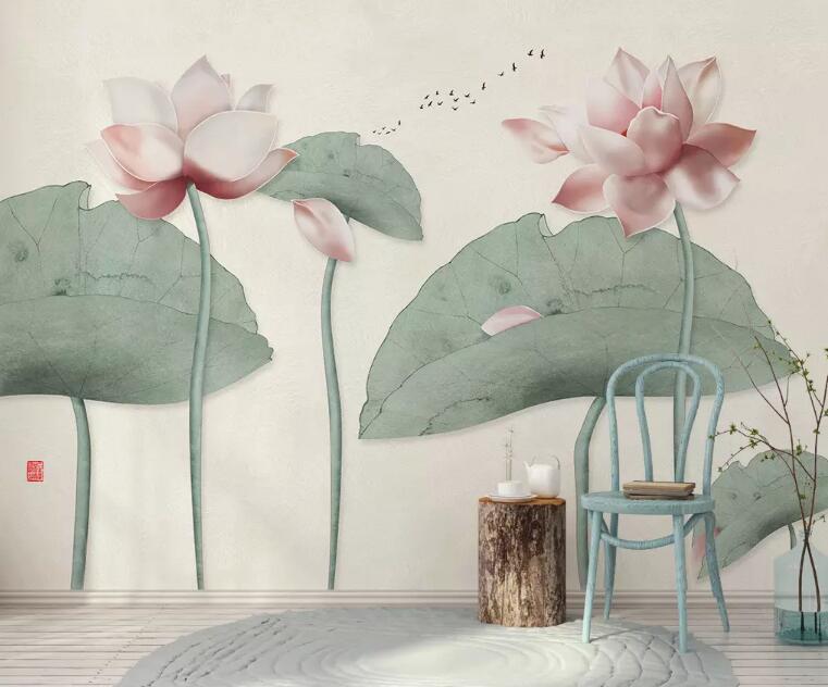 3D Lotus Pond 698 Wall Murals Wallpaper AJ Wallpaper 2 