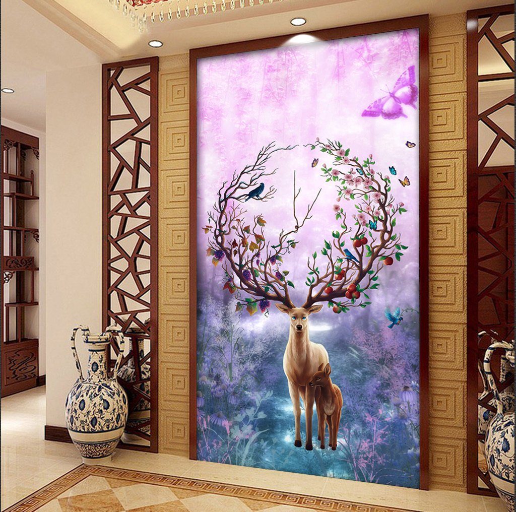 3D Elk Garland 654 Wall Murals Wallpaper AJ Wallpaper 2 