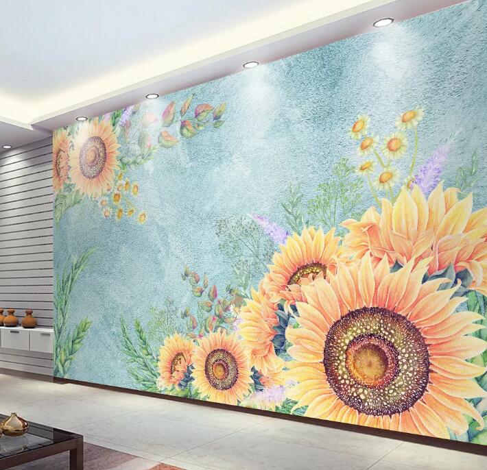 3D Sunflower 958 Wall Murals Wallpaper AJ Wallpaper 2 